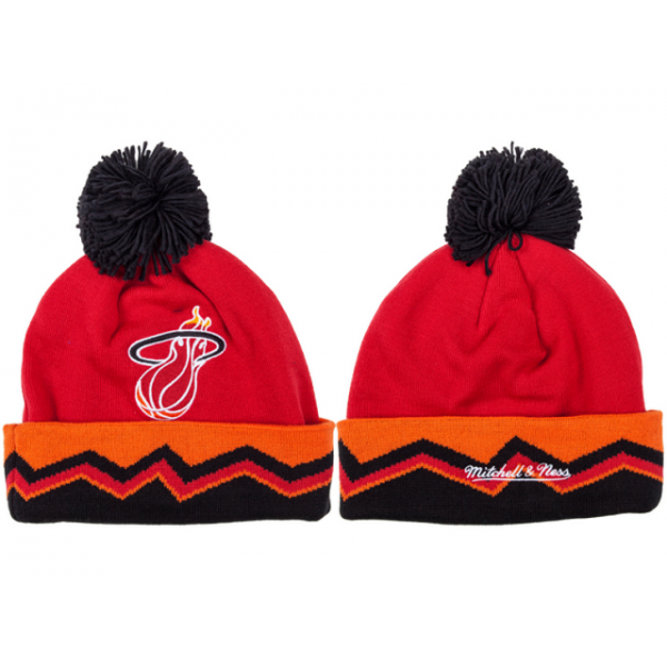 9.99 Cheap NBA Miami Heat Mitchell And Ness Beanie Knit Hats New Era