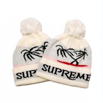 2013 FW Supreme Oasis Beanie with Pom Pom Palm Tree White 8981