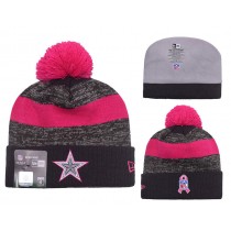 Dallas Cowboys New Era Heather Gray 2016 Breast Cancer Awareness Sideline Cuffed Pom Knit Hat