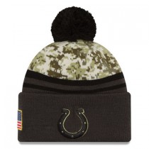 NFL Indianapolis Colts New Era Camo/Graphite Salute To Service Sideline Pom Knit Hat