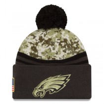 NFL Philadelphia Eagles New Era Camo/Graphite Salute To Service Sideline Pom Knit Hat