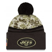 NFL New York Jets New Era Camo/Graphite Salute To Service Sideline Pom Knit Hat