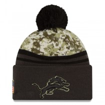 NFL Detroit Lions New Era Camo/Graphite Salute To Service Sideline Pom Knit Hat