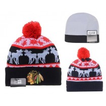 NHL Chicago Blackhawks Knit Beanies Hats New Era Red/Black 087