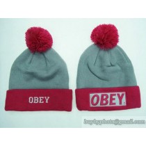 OBEY Beanies Knit Hats Gray/Pink (3)