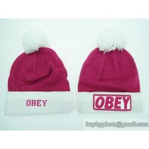 OBEY Beanies Knit Hats Pink/White (2)