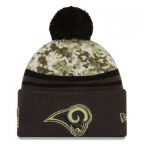 NFL Los Angeles Rams New Era Camo/Graphite Salute To Service Sideline Pom Knit Hat