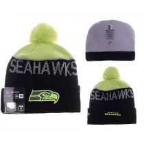 NFL SEATTLE SEAHAWKS NEW ERA BEANIES KNIT HATS BLACK NEON GREEN