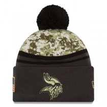 NFL Minnesota Vikings New Era Camo/Graphite Salute To Service Sideline Pom Knit Hat