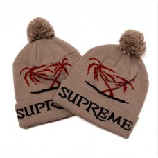 2013 FW Supreme Oasis Beanie with Pom Pom Palm Tree Brown 8979