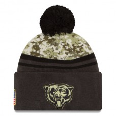 NFL Chicago Bears New Era Camo/Graphite Salute To Service Sideline Pom Knit Hat