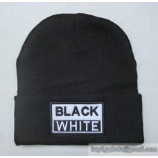 BLACK WHITE Beanies Black