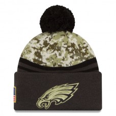 NFL Philadelphia Eagles New Era Camo/Graphite Salute To Service Sideline Pom Knit Hat