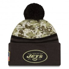 NFL New York Jets New Era Camo/Graphite Salute To Service Sideline Pom Knit Hat