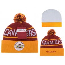 NBA Cleveland Caliers Beanies Mitchell And Ness Knit Hats Red Orange