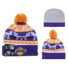 NBA LA LAKE BEANIES Fashion Knitted Cap Winter Hats Purple