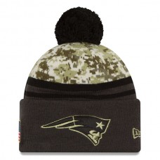 NFL New England Patriots New Era Camo/Graphite Salute To Service Sideline Pom Knit Hat