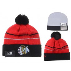 NHL Chicago Blackhawks Reflective Knit Beanies Hats New Era Red