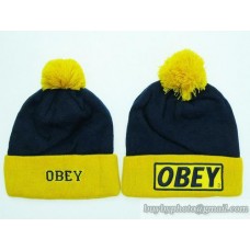 OBEY Beanies Knit Hats Navy/Yellow (17)