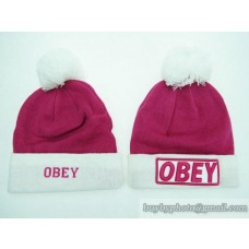 OBEY Beanies Knit Hats Pink/White (2)