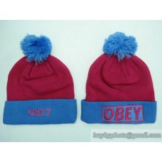 OBEY Beanies Knit Hats Wine/Blue (19)