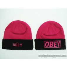 OBEY Beanies No Ball Pink Black (25)