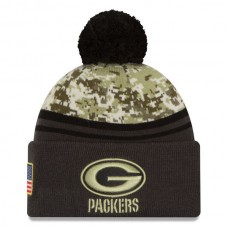 NFL Green Bay Packers New Era Camo/Graphite Salute To Service Sideline Pom Knit Hat