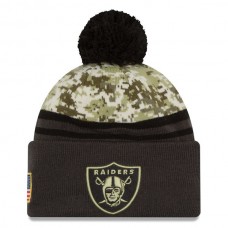 NFL Oakland Raiders New Era Camo/Graphite Salute To Service Sideline Pom Knit Hat