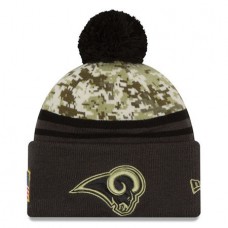 NFL Los Angeles Rams New Era Camo/Graphite Salute To Service Sideline Pom Knit Hat