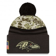 NFL Baltimore Ravens New Era Camo/Graphite Salute To Service Sideline Pom Knit Hat