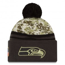 NFL Seattle Seahawks New Era Camo/Graphite Salute To Service Sideline Pom Knit Hat