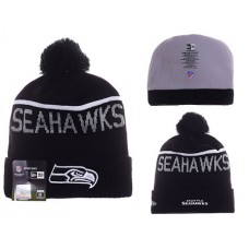 NFL SEATTLE SEAHAWKS BEANIES NEW ERA  KNIT HATS BLACK WHITE