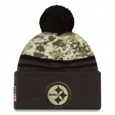 NFL Pittsburgh Steelers New Era Camo/Graphite Salute To Service Sideline Pom Knit Hat
