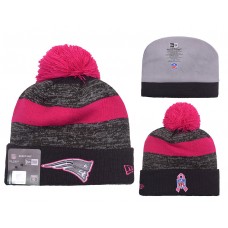 New England Patriots New Era Dark Gray 2016 Breast Cancer Awareness Sideline Cuffed Pom Knit Hat