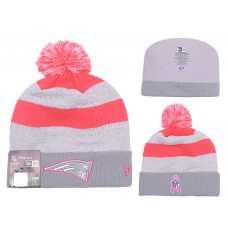New England Patriots New Era Gray 2016 Breast Cancer Awareness Sideline Cuffed Pom Knit Hat