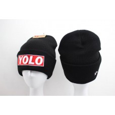 YOLO Black 110 Beanies Knit Hats